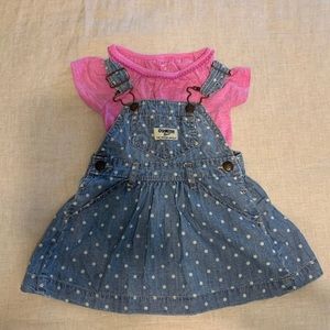 Oshkosh B’gosh overall dress and Carters t-shirt